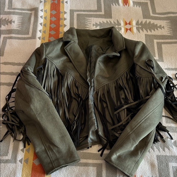 Jackets & Blazers - Cropped fringe side jacket
